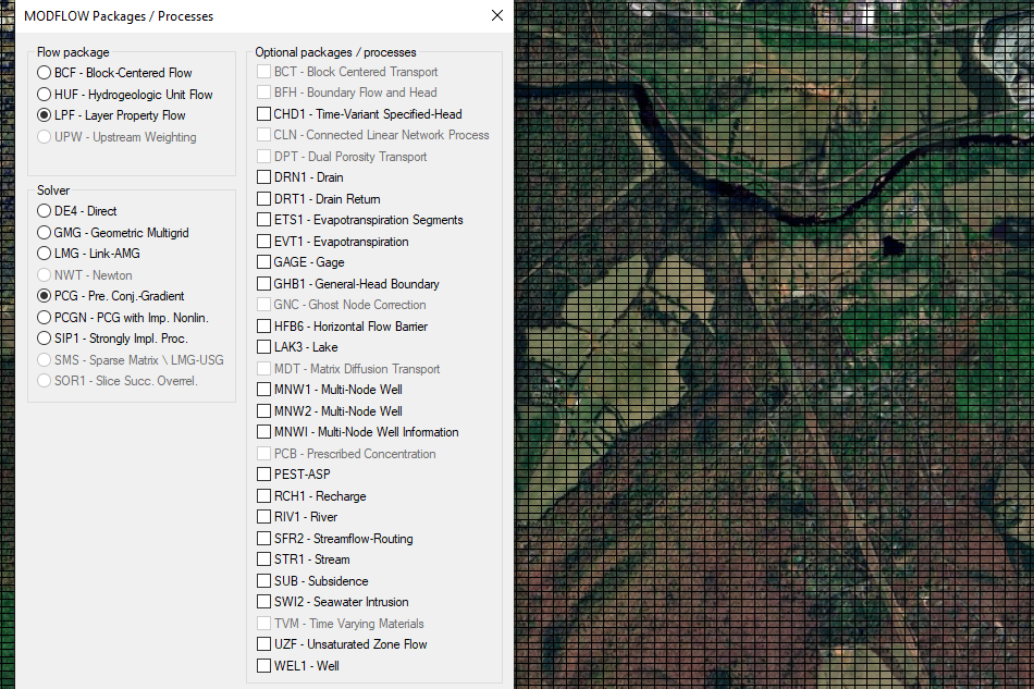MODFLOW Packages Selection in GMS